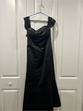 Wtoo by Watters Bridesmaids Black Strapless Satin Dress